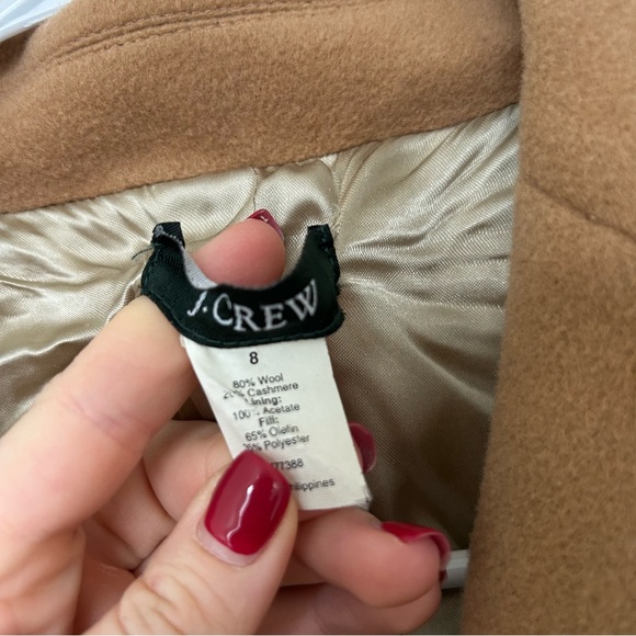 J Crew Wool Cashmere Blend Longline Peacoat Camel Size 8 - Picture 2 of 7